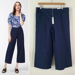 CHICO'S Brigitte Pull-On Wide Leg Cropped Pants So Slimming 18 | 3.5 Nautical